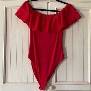 Embroidered Off the Shoulder Bodysuit